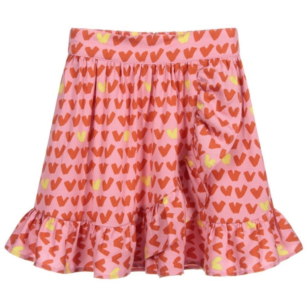 STELLA MCCARTNEY Kids Red and Pink Hearts viscose-twill skirt sz 12Y